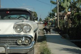 white retro car in Cuba