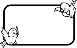 Frame with cheerful birds, black outline