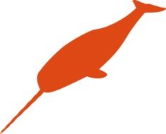 orange silhouette of a narwhal