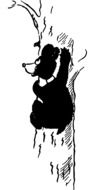 drawing of a bear cub climbing a tree