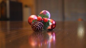 Christmas decoration is on the table