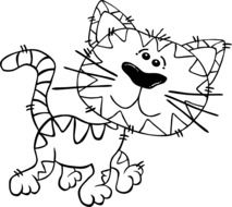 black and white drawing of a tiger cub