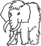 black and white drawing of a little mammoth