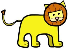drawing of a yellow lion on a white background