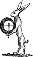 drawing of a rabbit with a drum