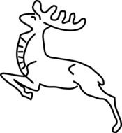 black and white graphic image of a jumping deer