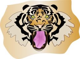 tiger head drawing on brown background