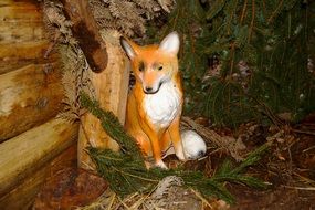 decorative fox, garden figure at spruce