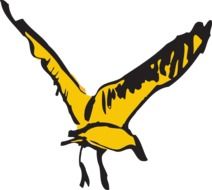 Yellow and black Bird in Flight, illustration