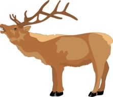 Clipart, picture of brown deer with open mouth