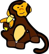 Monkey with banana clipart