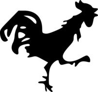 drawn black silhouette of a farm rooster