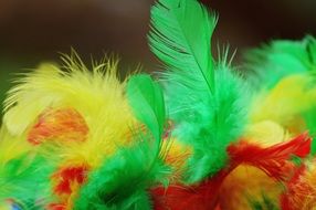 colorful feather on foam balls