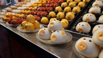 animal-shaped desserts in a candy store