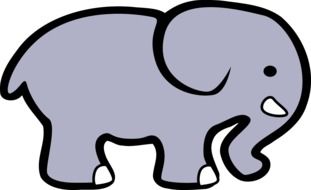 Cartoon drawing of the cute gray elephant