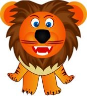 graphic image of a cheerful cartoon lion