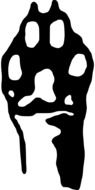 black and white graphic image of a paw with claws