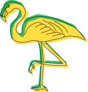 Ä°llustration of Green and yellow flamingo