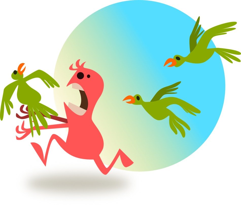 flock of green Bird Catch Funny Monster drawing