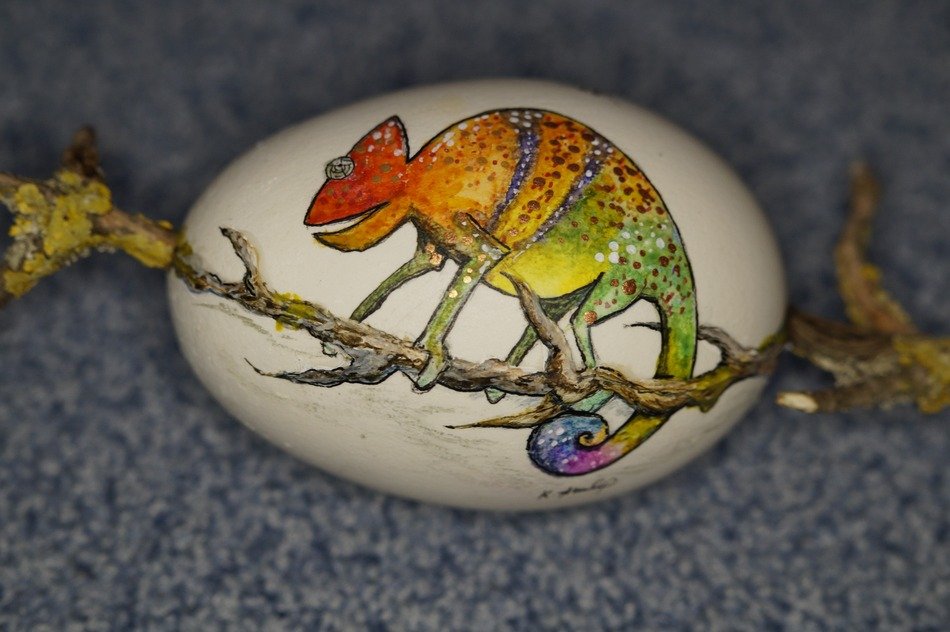 colorful chameleon on the Easter egg