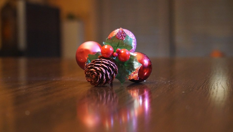 Christmas decoration is on the table