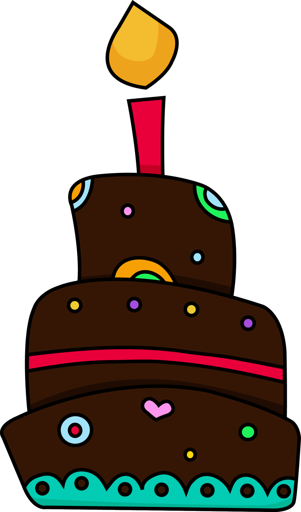 Birthday Cake with one candle, drawing free image download