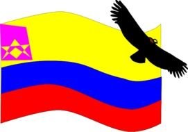 Condor Flying Over colorful Flag, drawing