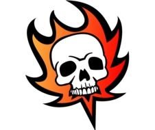 Cartoon Skull On Fire