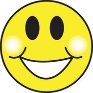 yellow smiley with a smile and white cheeks