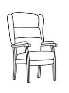 black and white drawing of a soft chair