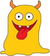 drawn monster with orange horns