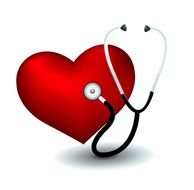drawn black stethoscope and red heart