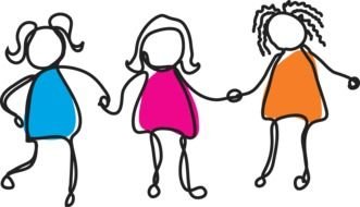 Girls Holding Hands drawing