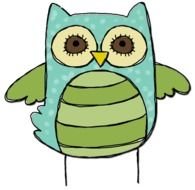 drawing of a green owl on a white background