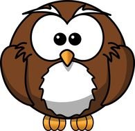 cartoon round white and brown owl