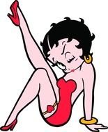 drawing of a girl in a short red dress on the ground