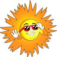 sun in sunglasses on a black background