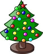 Christmas Tree on round stand, drawing