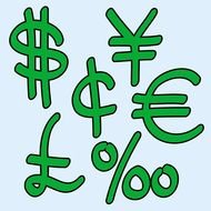 clipart of the green cash symbols