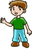 painted boy in jeans and a green t-shirt