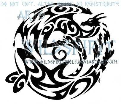 Dragon Fire And Water Tattoos