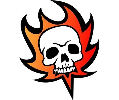 Cartoon Skull On Fire