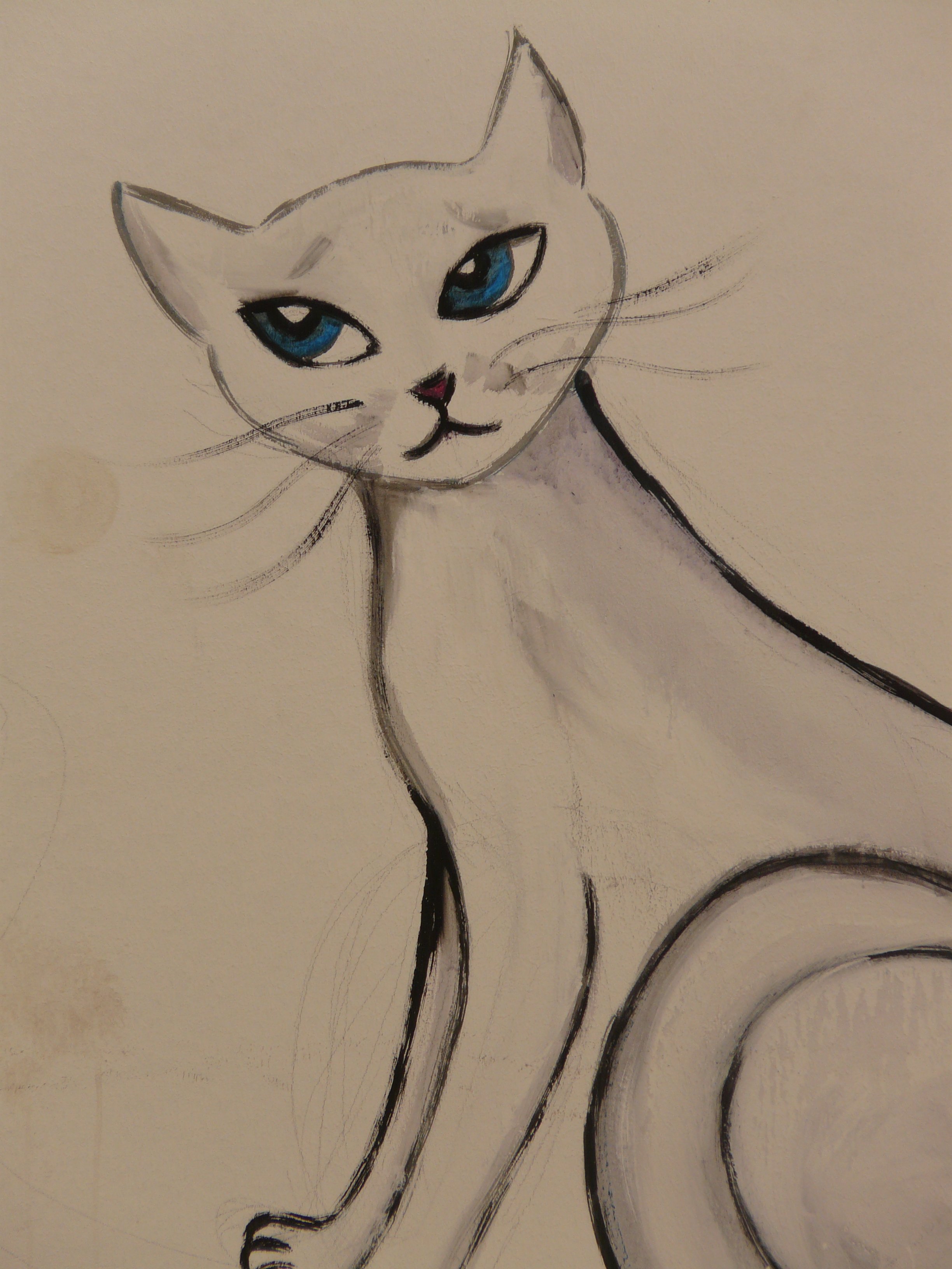 Sitting Cat As A Drawing Free Image