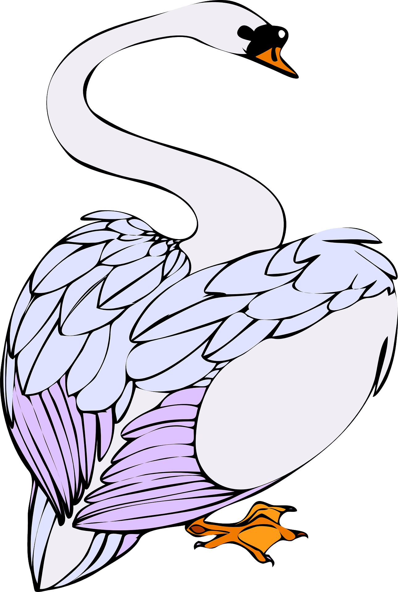 Drawing of a white swan on a white background free image download