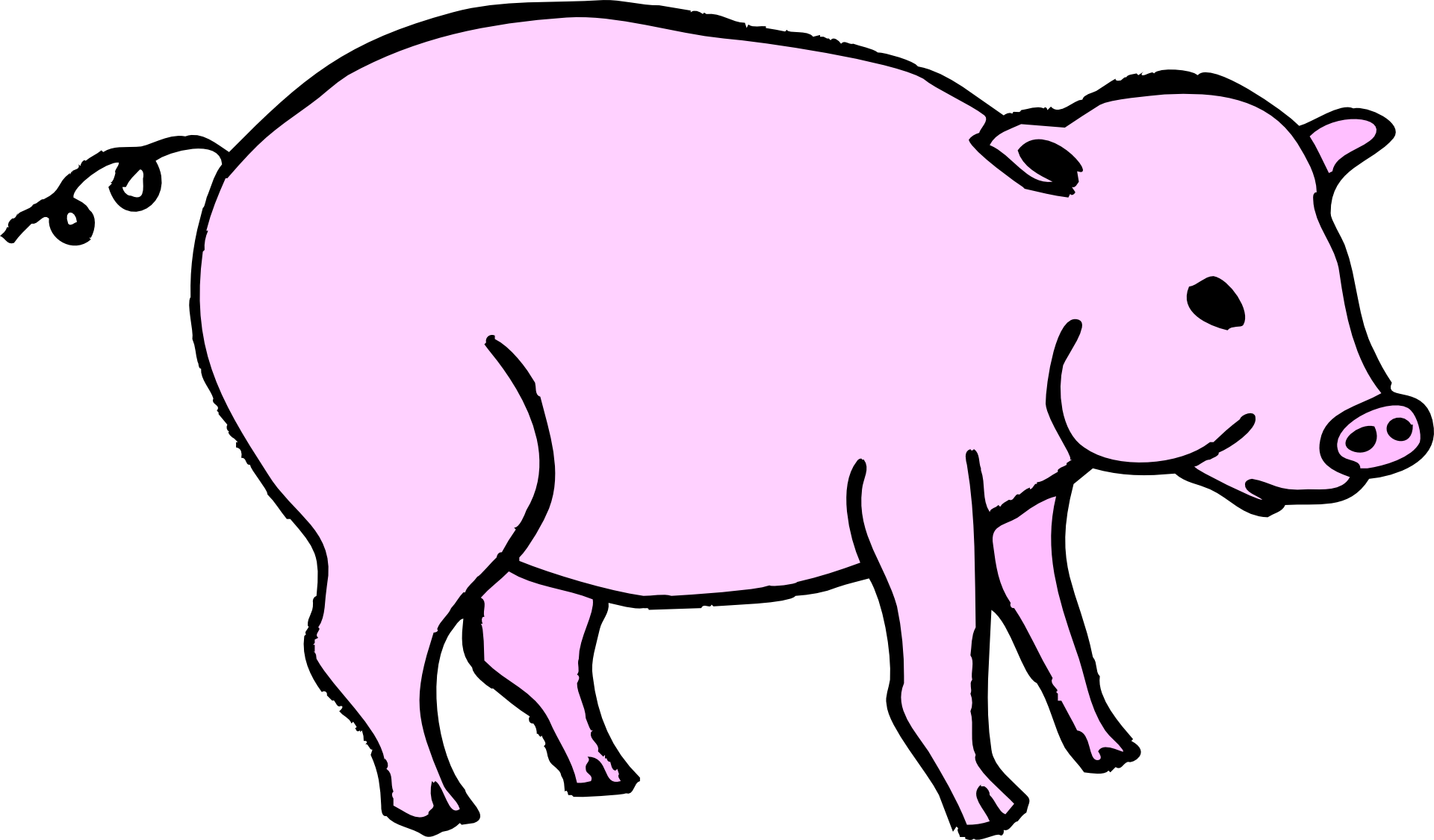 Pink Pig with curly tail vector art free image download