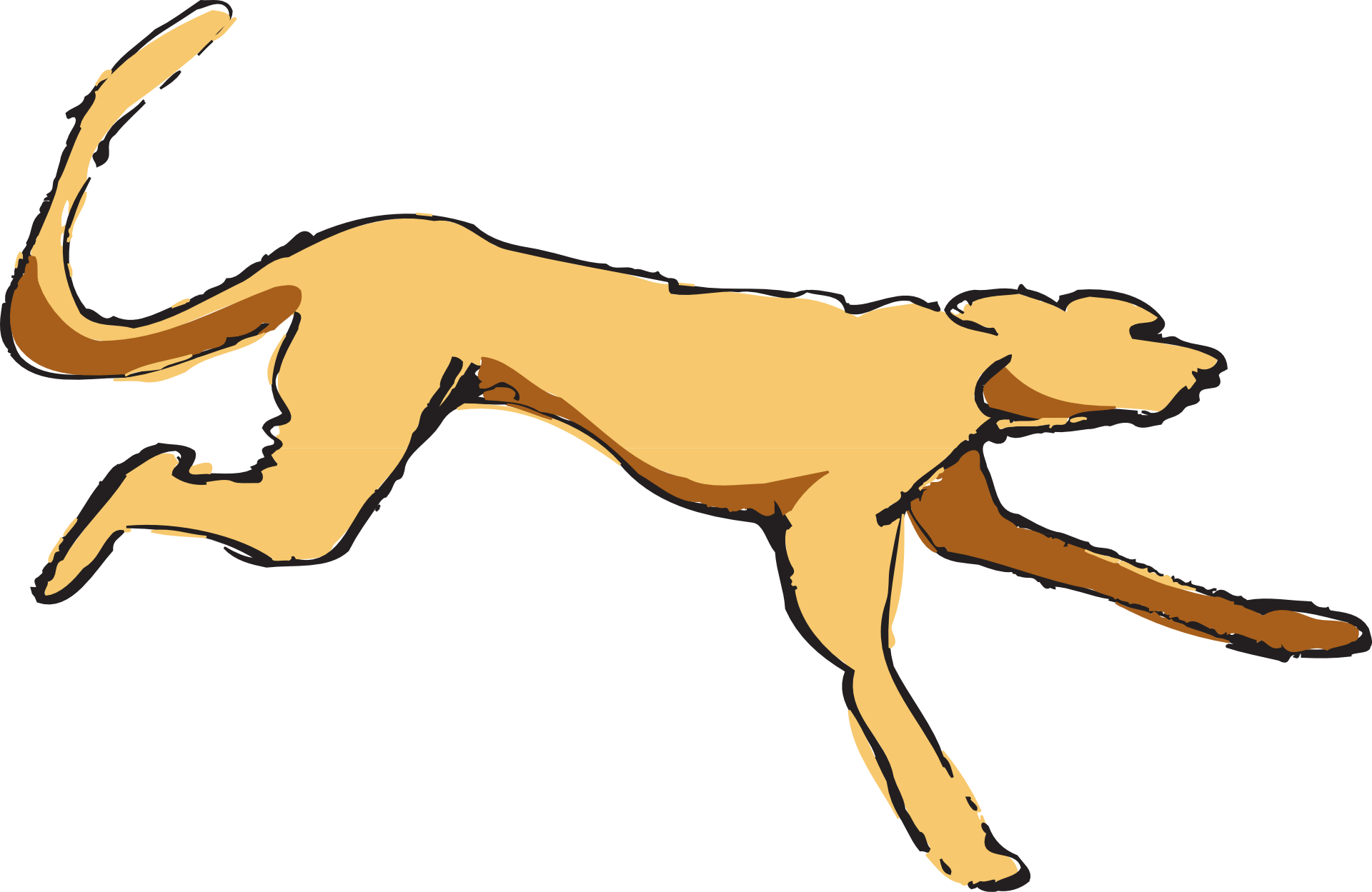 Brown Dog Running vector drawing free image download