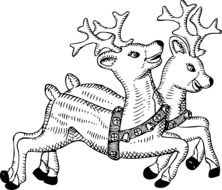 Black and white Christmas reindeers clipart