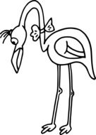 Clipart of drawn comic flamingo