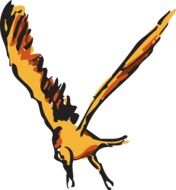 drawing of a flying orange eagle