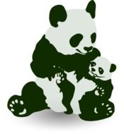drawing of a panda with child